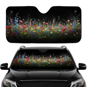 Wildflower Meadow Poppies Daisies Delphiniums Full Bloom - Road Trip Commute Accessory Car Sunshade