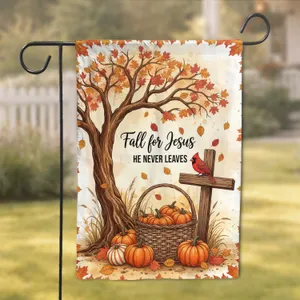 Fall for Jesus Autumn Tree Cross Cardinal - Christian Faith Home Decor Gift Garden Flag