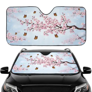 Flowering Cherry Blossom Monarch Butterfly Falling Petals - Car Interior Upgrade Car Sunshade