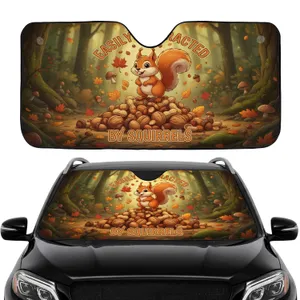 Easily Distracted Squirrel Nuts Woodland Forest - Commute Accessory for Squirrel Lover Car Sunshade
