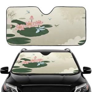 Pink Lotus Dragonfly Lily Pad - Car Interior Upgrade for Nature Lover Gift Car Sunshade