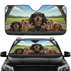 Photorealistic Dachshunds Road Trip Adventure - Car Interior Travel Essentials Car Sunshade