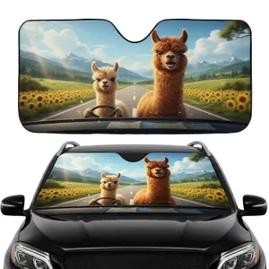 Alpacas Road Trip Green Hills Highway - Travel Essentials for Alpaca Lover Car Sunshade