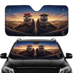 Two Otters Driving Steering Wheel - Road Trip Essentials Car Interior Upgrade Car Sunshade