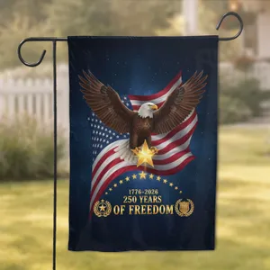 Bald Eagle American Flag 250 Years of Freedom 1776-2026 Independence Day for Veterans Garden Flag