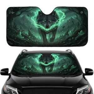 Snarling Wolf Glowing Mouth Ethereal Energy Forest Car Interior Upgrade Wolf Lover Gift Car Sunshade