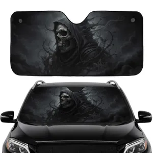 Tattered Hooded Cloak Human Skull Ethereal Mist Ancient Ruins - Car Interior Upgrade Car Sunshade