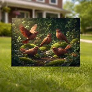 Patina Rust Birds Verdant Garden Scene - Wildlife Lover Garden Decor Gift Yard Sign