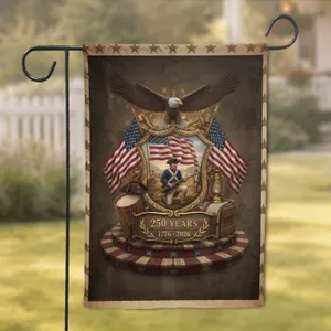 Bald Eagle American Flag Continental Soldier 250 Years 1776-2026 - Independence Day Gift Garden Flag