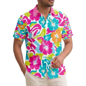 Hibiscus Flowers Tropical Leaves Continuous Flow Interlocking Forms - Home Decor Gift Hawaiian Shirt