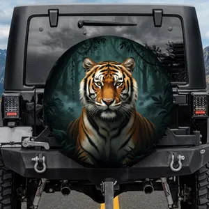 Majestic Siberian Tiger Head Deep Jungle Night - Outdoor Adventure Big Cat Gift Spare Tire Cover