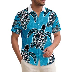 Hawaiian Inspired Honu Sea Turtles Tribal Shells Aqua Blue White - Ocean Lover Gift Hawaiian Shirt