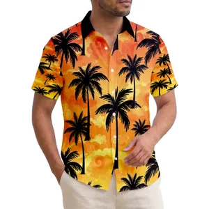 Palm Tree Silhouettes Clouds Light Rays - Sunset Sky Tropical Lifestyle Gift Hawaiian Shirt
