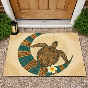 Mandala Tribal Sea Turtle Plumeria Flower Wave - Boho Lifestyle Home Decor Gift Doormat