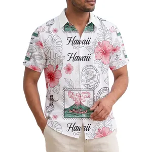 Hawaiian Postage Stamps Hula Dancers Surfers Hibiscus Plumeria Tropical Home Decor Gift Hawaiian Shirt