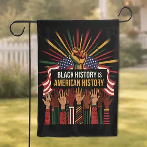 Black History American History Raised Fist Diverse Hands - Heritage Home Decor Garden Flag