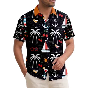 Palm Trees Sailboats Lighthouses Cocktail Glasses Sunglasses - Travel Essentials Traveler Gift Hawaiian Shirt