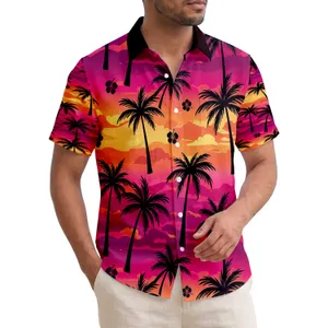 Black Palm Trees Sunset Ocean Horizon - Tropical Lifestyle Hawaiian Shirt