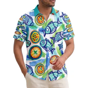 Tropical Fish Sunburst Citrus Slices - Island Vacation Travel Gift for Beach Lovers Hawaiian Shirt