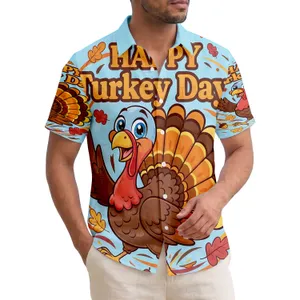Tropical Cartoon Turkey Happy Turkey Day - Thanksgiving Holiday Gift Hawaiian Shirt