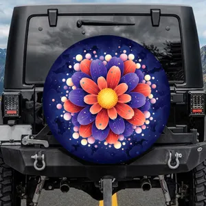Multi-petal Flower Coral Purple Luminous Spheres - Outdoor Decor Gift Spare Tire Cover