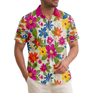 Tropical Floral Clusters Prominent Blooms Star-burst Broad Leaves - Home Decor Gift Hawaiian Shirt
