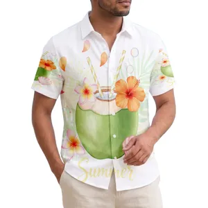 Summer Coconut Drink Hibiscus Plumeria Seashell - Beach Vacation Gift Hawaiian Shirt