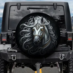 Horse Head Gold Eyes Ornate Celtic Bridle Knotwork - Equestrian Lover Gift Spare Tire Cover