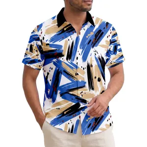 Hawaiian Tropical Strokes Splatter Varying Widths - Travel Essentials Gift for Summer Vacation Hawaiian Shirt