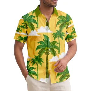 Tropical Green Palm Trees Clouds Sunny Sky - Travel Essentials for Travelers Hawaiian Shirt