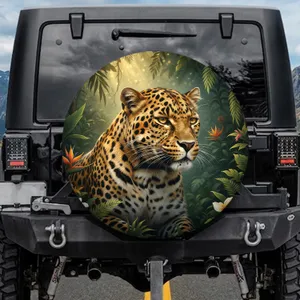 Leopard Golden Eyes Tropical Jungle - Wildlife Lover Gift Spare Tire Cover