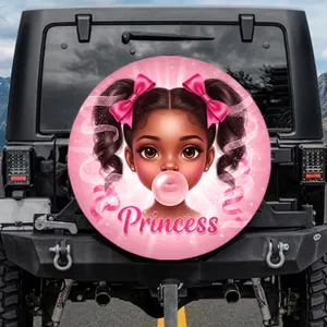 Princess Girl Bubblegum Pigtails Pink Bows Princess Lover Gift Spare Tire Cover