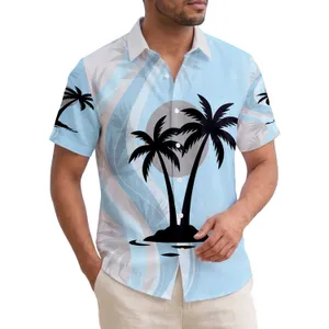 Island Sun Disk Palm Trees Wavy Bands Fronds - Home Decor Gift Hawaiian Shirt