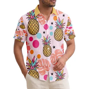 Tropical Pineapples Monstera Leaves Polka Dot Stars - Summer Getaway Gift Hawaiian Shirt