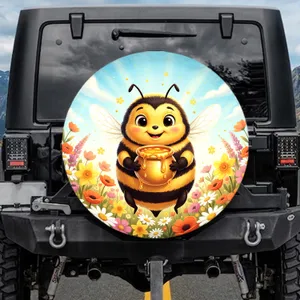 Plump Bumblebee Golden Honey Wildflower Meadow - Garden Lover Gift Spare Tire Cover