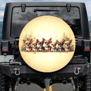 Seven Chihuahua Dogs Expressions Natural Elements - Dog Lover Gift for Pet Parents Spare Tire Cover