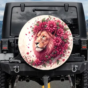 Lion Fuchsia Dahlia Flowers Botanical Tapestry - Home Decor Gift for Botanical Lover Spare Tire Cover