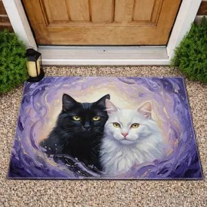 Two Cats Intimate Portrait - Pet Lover Home Decor Gift for Cat Owners Doormat