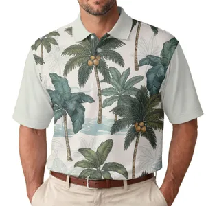 Palm Trees Coconuts Tropical Broad Leaf Foliage - Island Lifestyle Gift Men's Polo Shirt