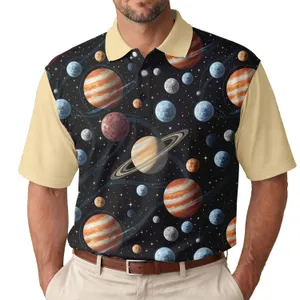 Cosmic Planets Celestial Bodies - Space Lover Gift for Stargazing Enthusiast Men's Polo Shirt