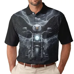 Bald Eagle Motorcycle Lightning Storm - Patriotic Rider Gift Men's Polo Shirt