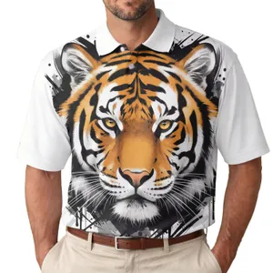 Majestic Powerful Golden-Eyed Tiger Face Centerpiece Wildlife Lover Gift for Nature Lovers Men's Polo Shirt
