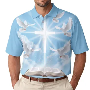 Radiant White Cross Doves Ancient Bible - Faithful Hope Gift for Believers Men's Polo Shirt
