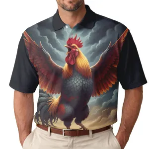 Majestic Rooster Vibrant Feathers Powerful Crow Stormy Sky - Wildlife Lover Gift Men's Polo Shirt