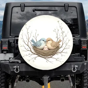 Bird Family Nest Branches - Home Decor Gift for Nature Lovers Spare Tire Cover
