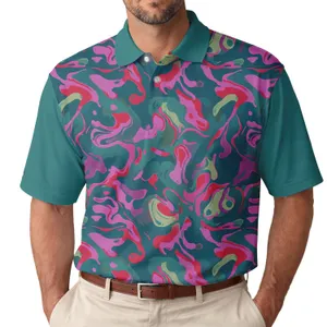 Fluid Organic Psychedelic Swirls Color Streaks - Vibrant Fashion Statement Men's Polo Shirt