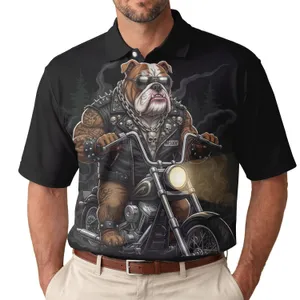 President Bulldog Chopper Motorcycle - Biker Lifestyle Gift for Dads Men's Polo Shirt