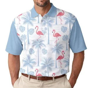 Flamingo Tropical Palm Tree Jungle Foliage - Travel Essentials Gift Men's Polo Shirt