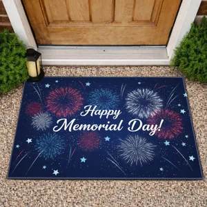 Happy Memorial Day Fireworks Stars - Patriotic Celebration Home Decor Doormat