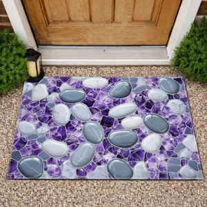 Amethyst Crystals River Pebbles Agate Geode Organic Tapestry - Natural Home Decor Gift Doormat